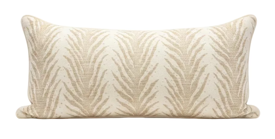 Beige Fern Long Lumbar Pillow
