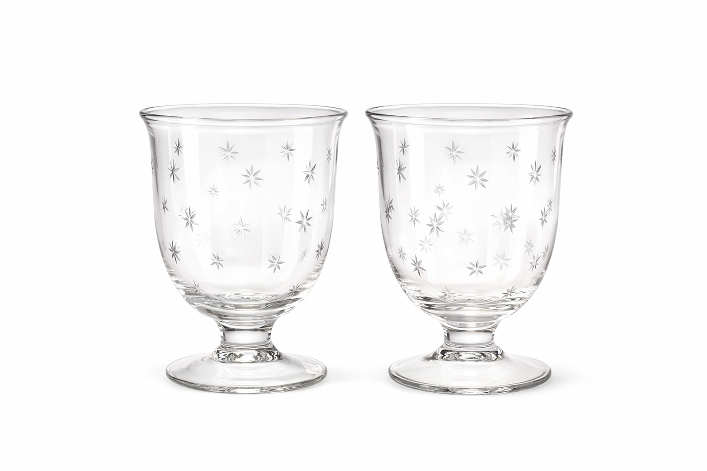 Set of 2 Small Glass Star Cut Hurricanes