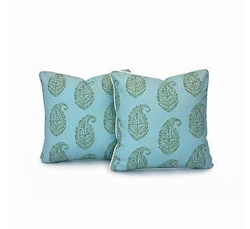 Pair of Custom Teal Paisley Pillows