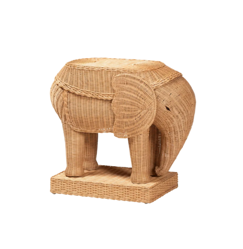 Rattan Elephant Side Table