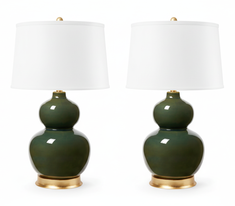 Pair of Jade Lamps