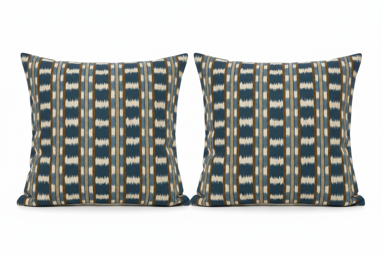 Pair of Blue Ikat Pillows