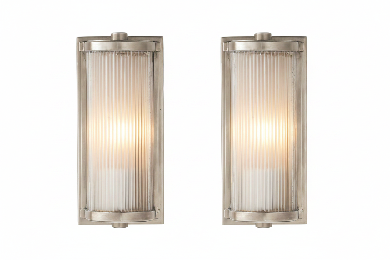 Pair of Dresser Short Glass Rod Lights