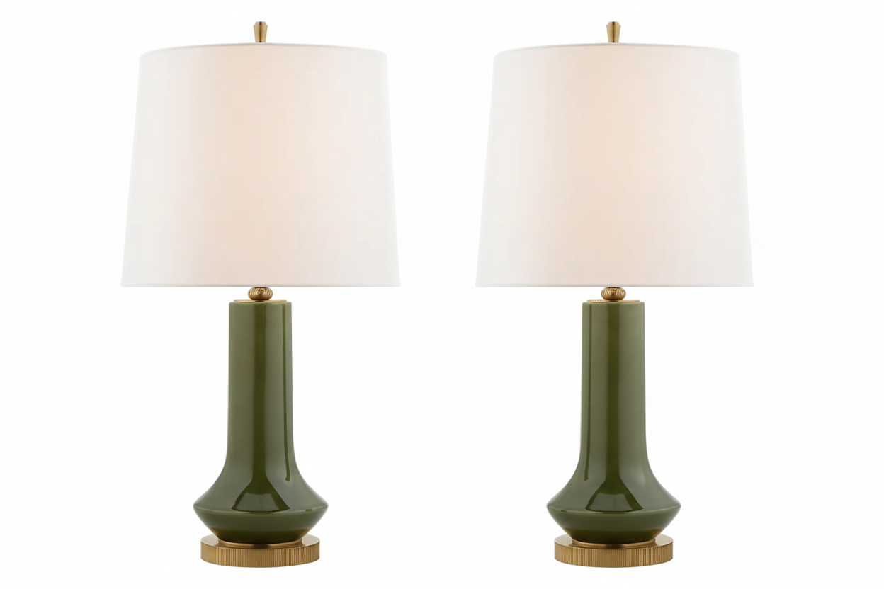 Pair of Emerald Green Luisa Large Table Lamps