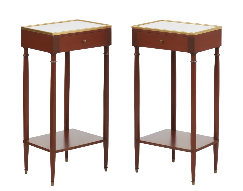 Pair of Mahogany Directoire Style Night Stands with Single Drawer