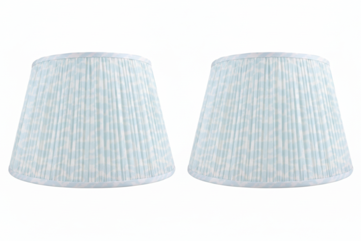Pair of Aqua Animal Print Lampshades