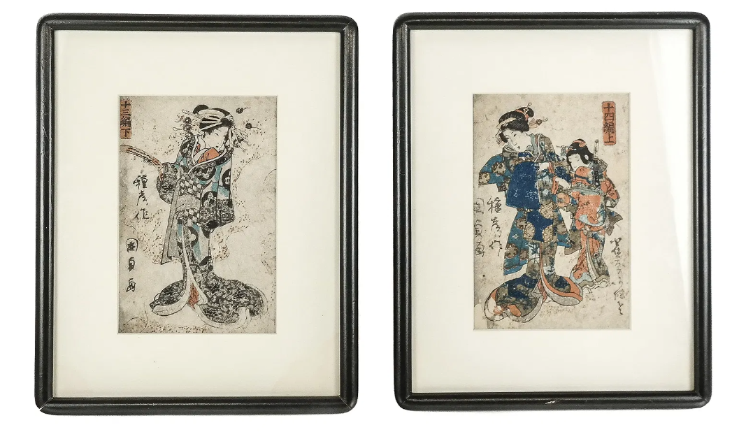 Pair of Japanese Edo Period Woodblock Prints
