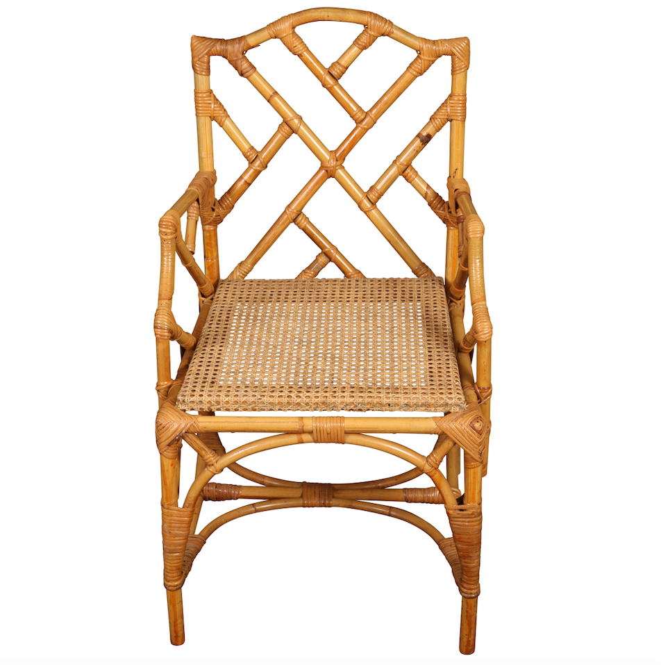 Bamboo side chair with cane seat