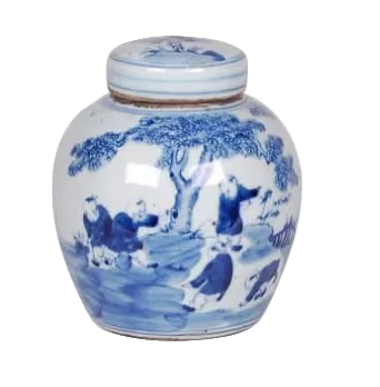 Blue and white porcelain lidded mini jar