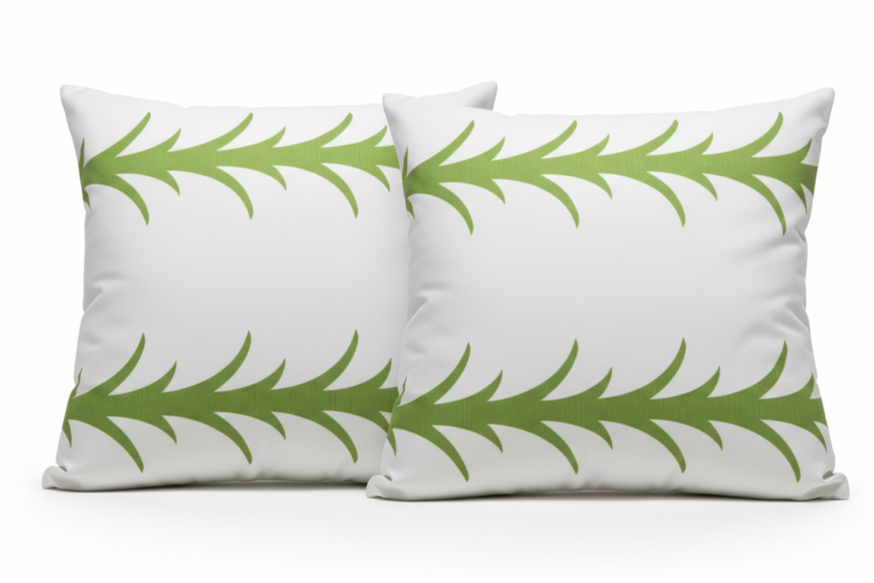 Pair of Green Vine Designer Pillows