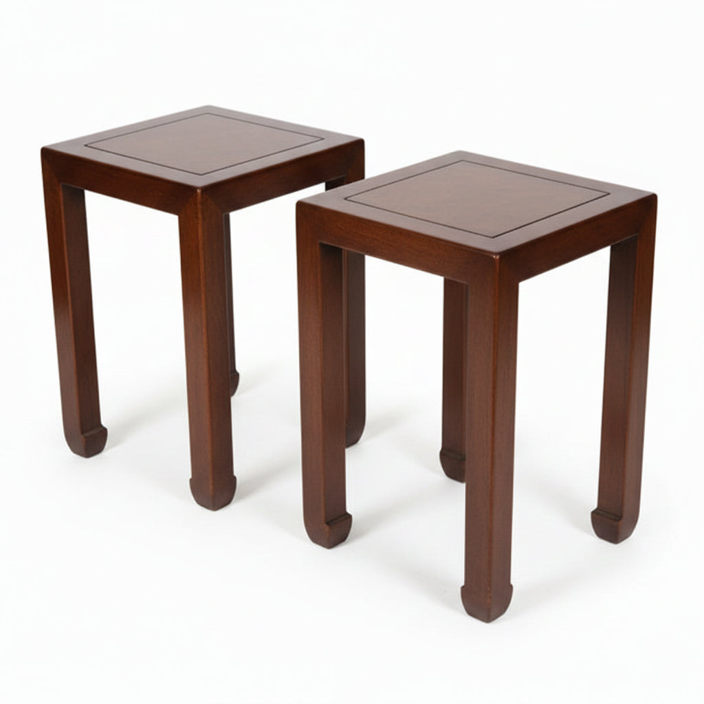 Pair of Mahogany Chinese End Tables