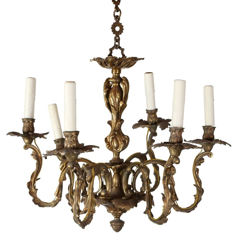 Antique French Rococo Bronze Chandelier 19c