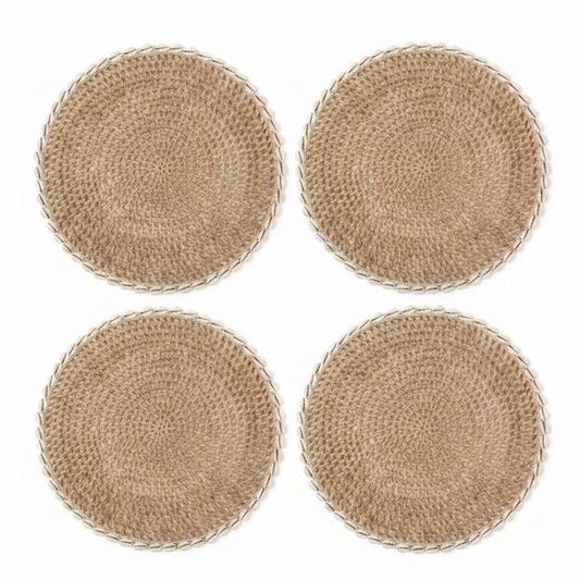 Set of 4 Pandan Weave Placemat with Shells