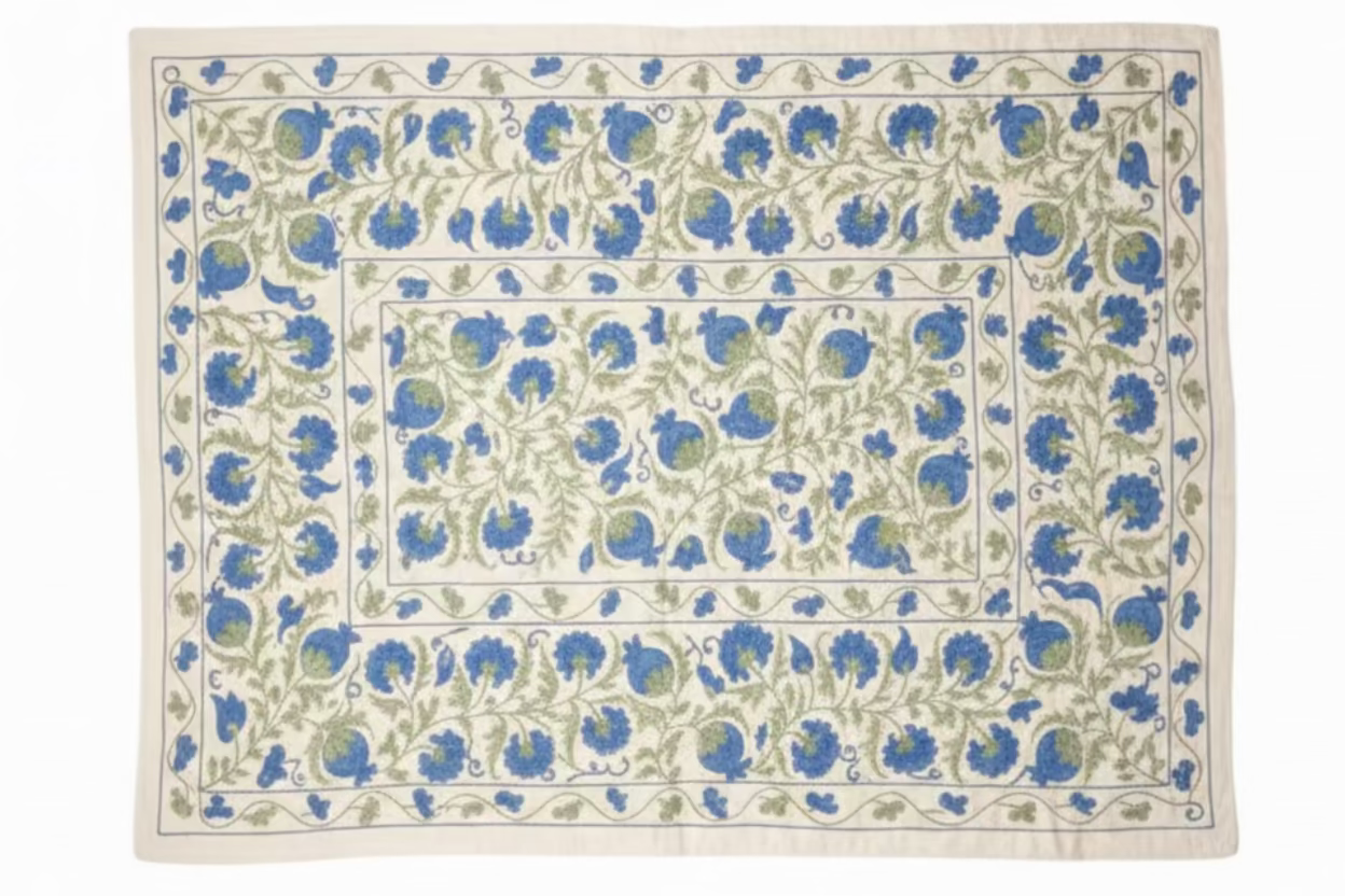 Vintage Uzebeki Embroidered Bed Cover
