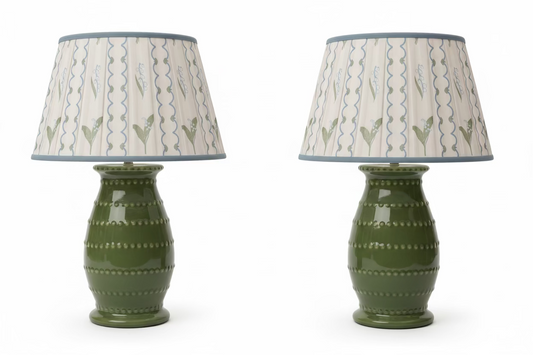 Pair of Green Ceramic Table Lamps