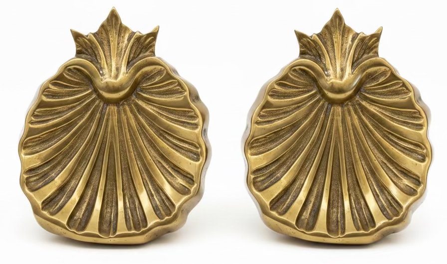 Pair of Shell Shaped Brass Wall Sconces