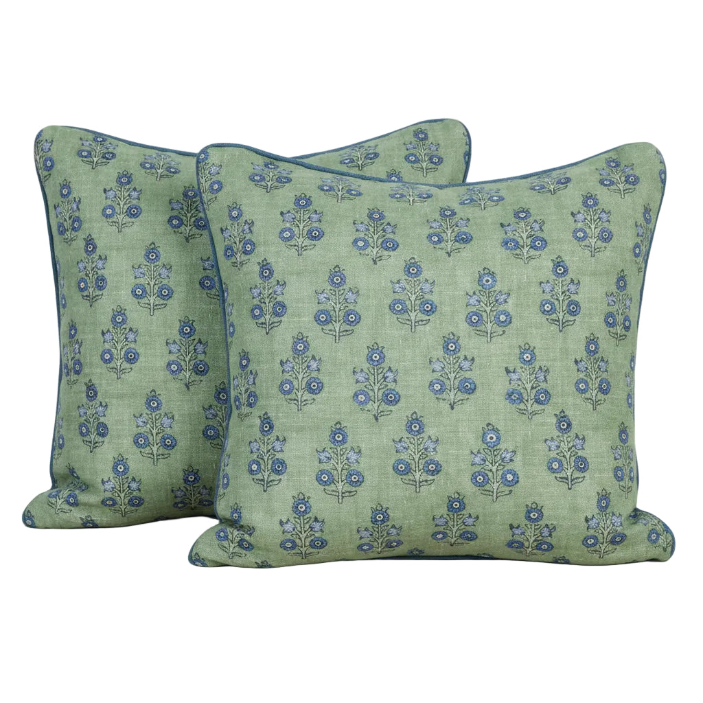 Green and Blue Floral Pillows
