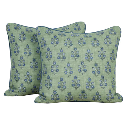 Green and Blue Floral Pillows