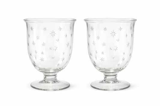 Set of 2 Medium Glass Star Cut Hurrianes