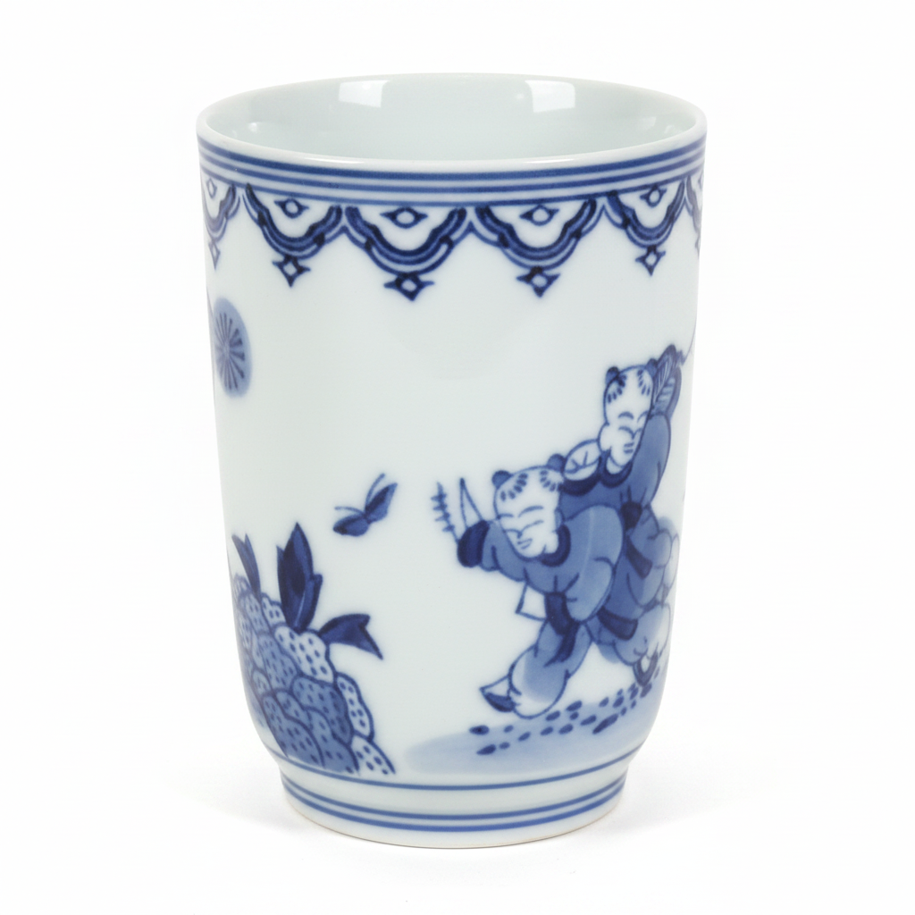 Blue & White Playing Children Brush Holders