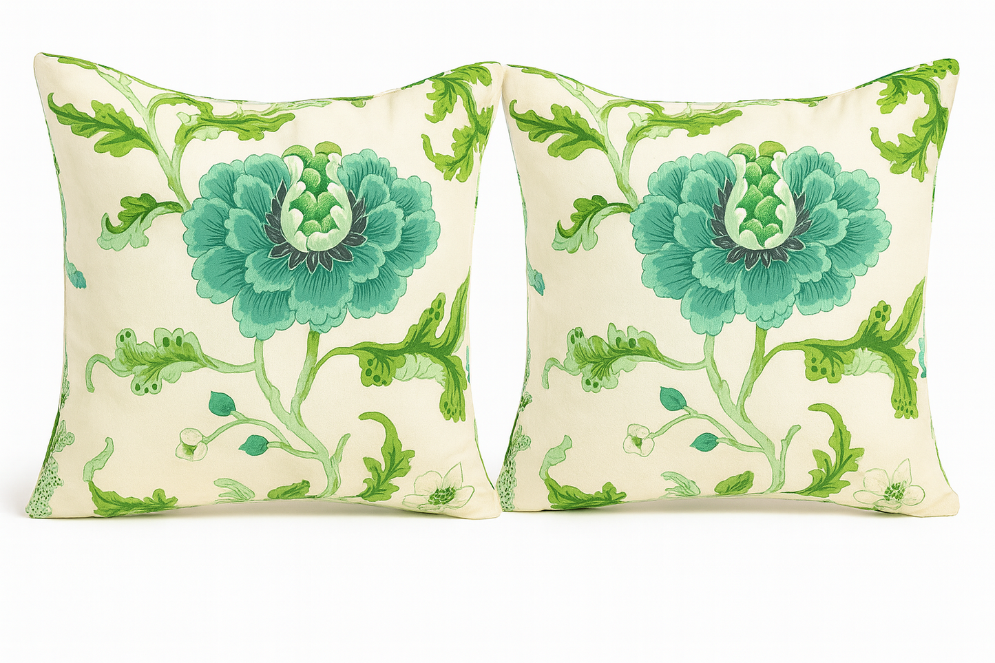 Pair of Green Floral Pillows
