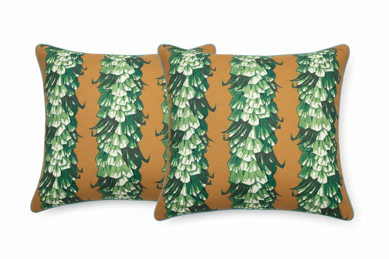 Pair of Brown & Green Pillows