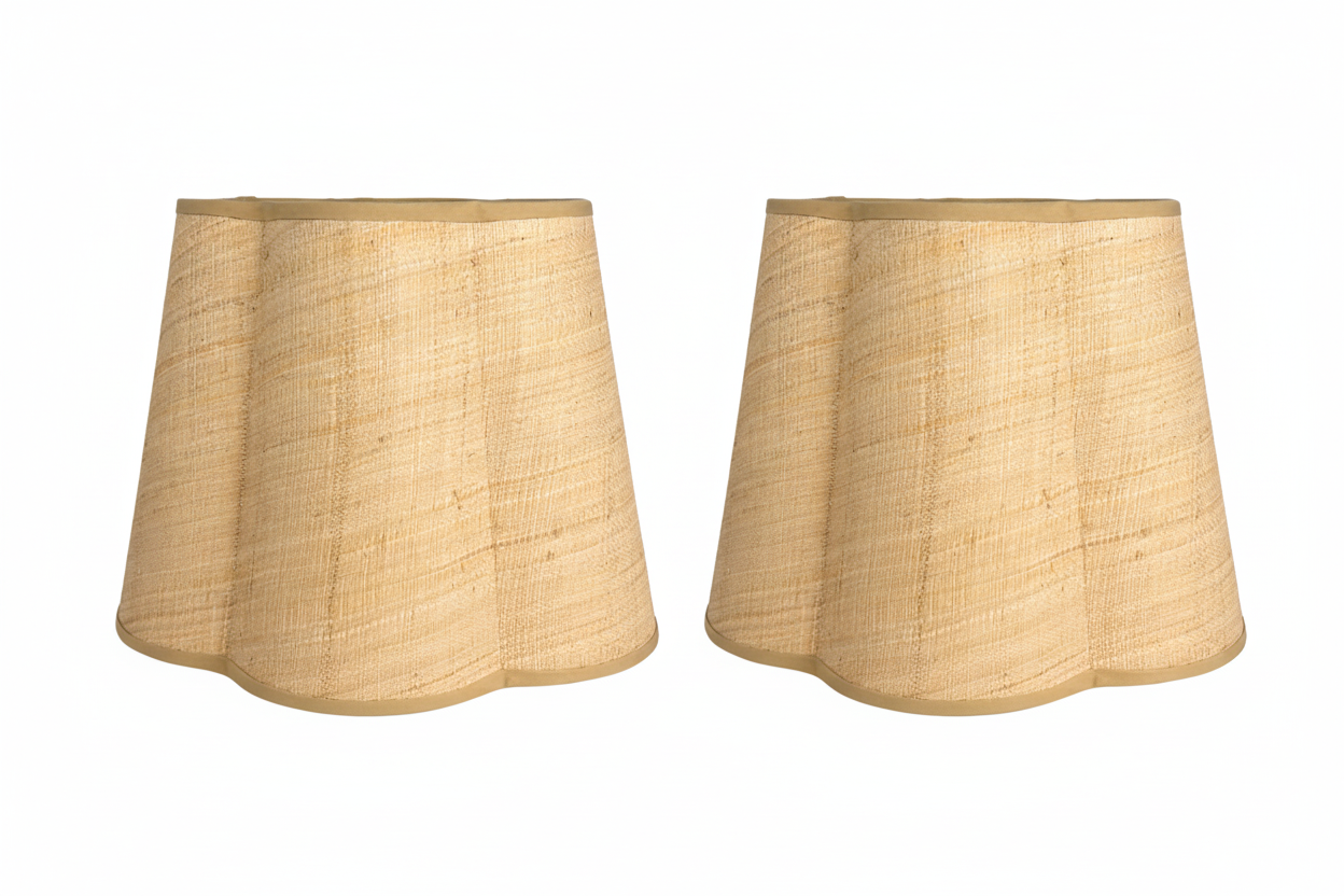 Pair of Raffia Scallop Shades
