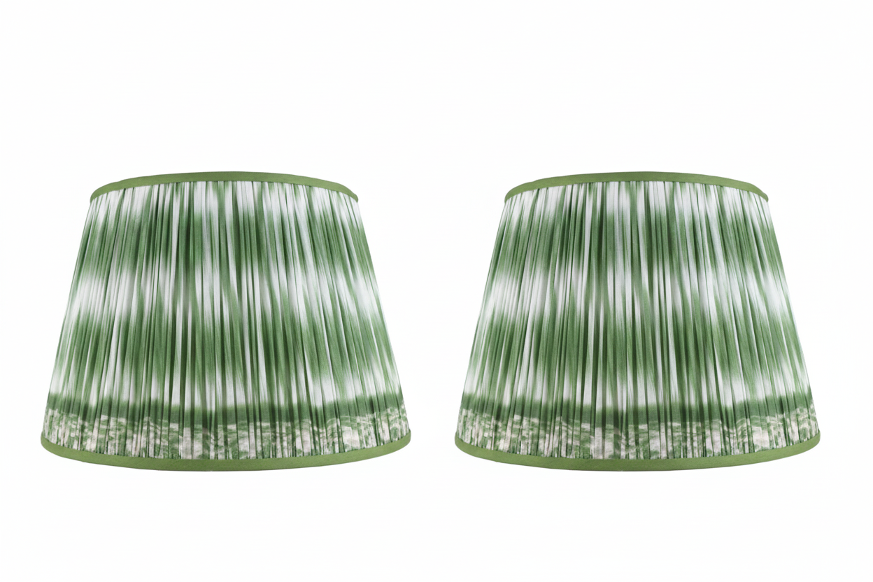 Pair of Green Ikat Shirred Shades