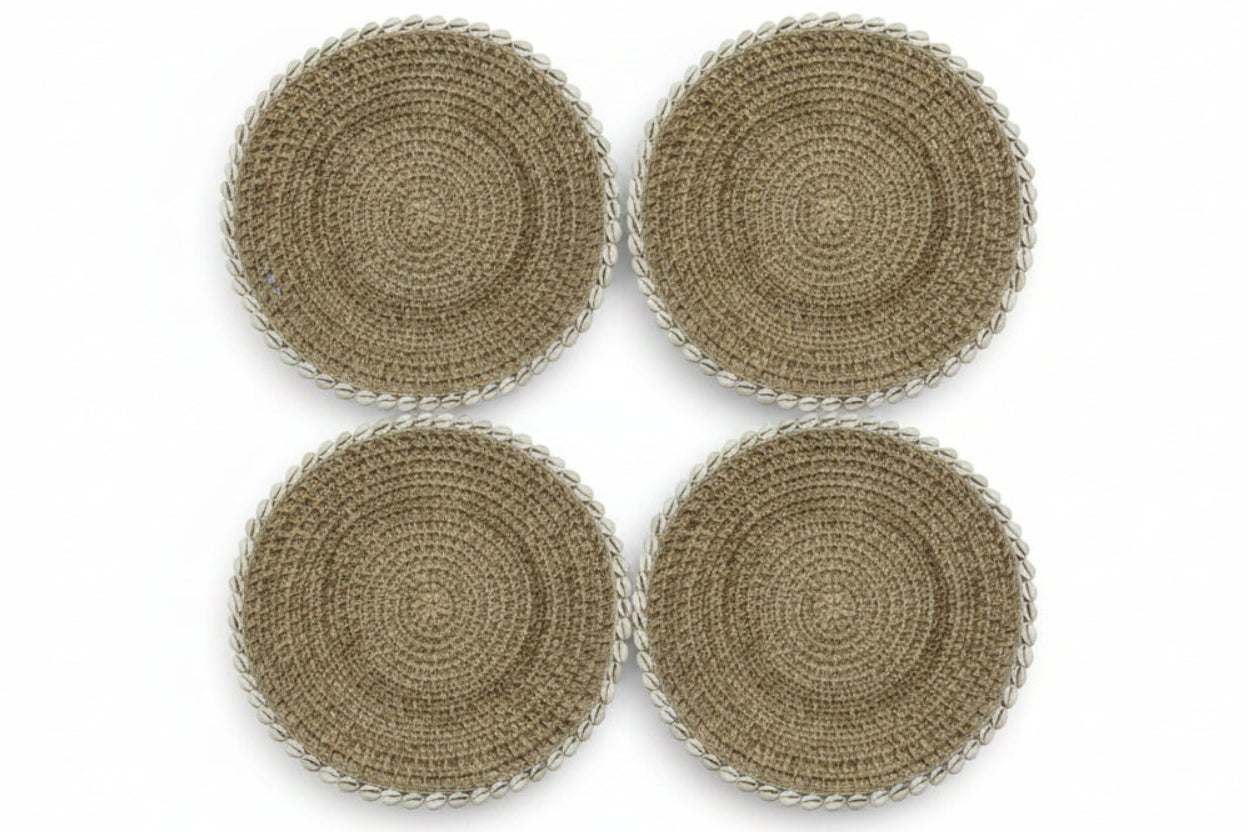 Set of 4 Pandas Weave Placemat with Shells