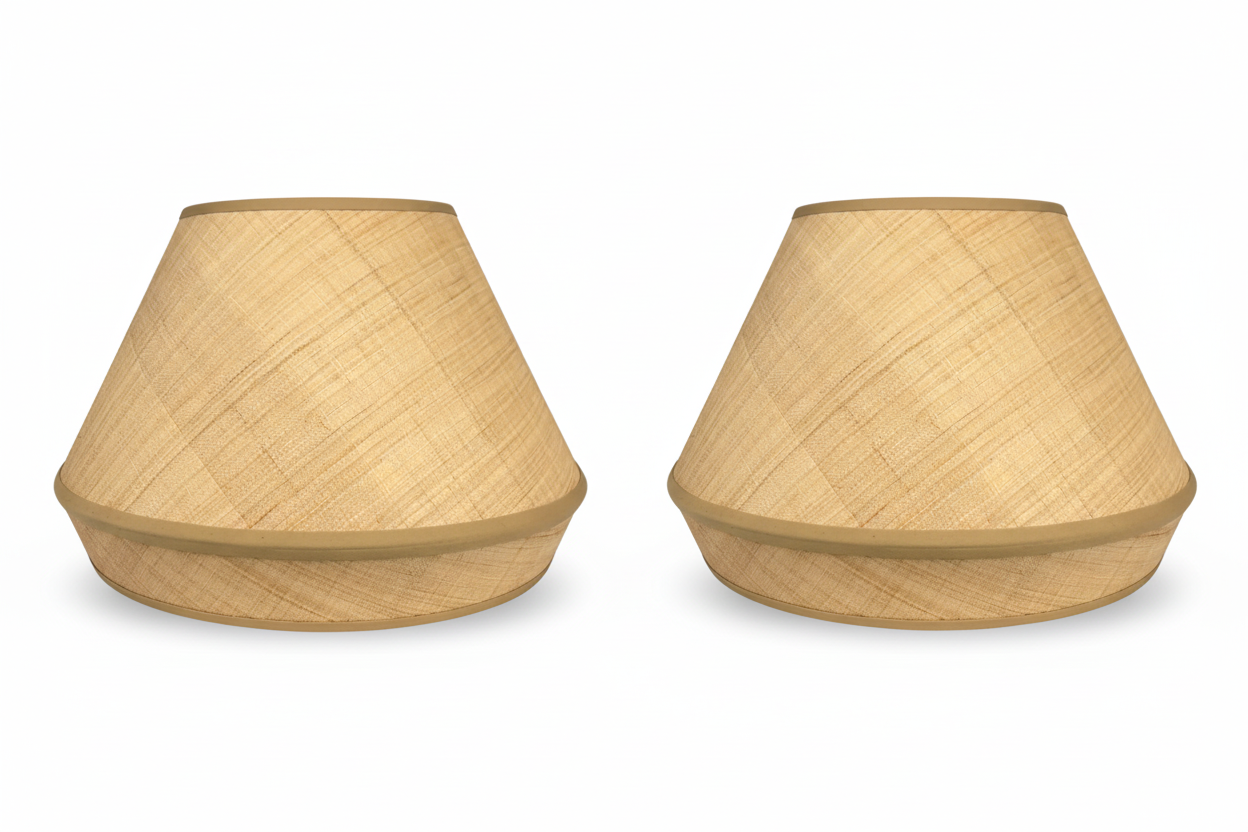 Natural Raffia Lamp Shade with Inverted Band