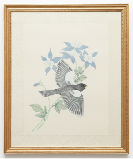 Framed Botanical Bird Print with Gilt Frame (B)
