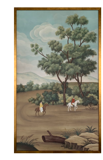 Classic Horse Country Scene in Gold Frame (A)