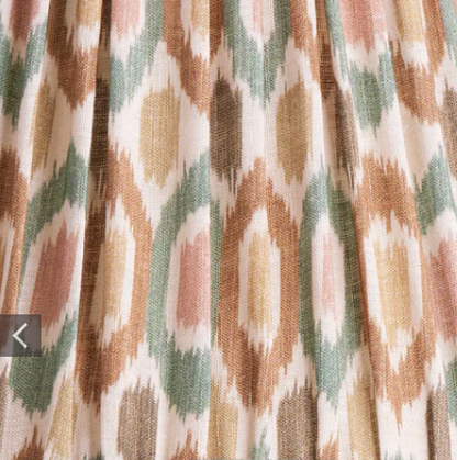 Pair Teal and Brown Ikat Straight Empire Shades