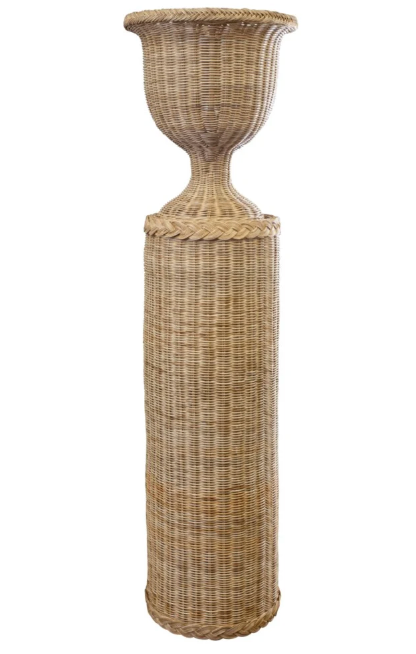 Braided Wicker Round Pedestal and Urn